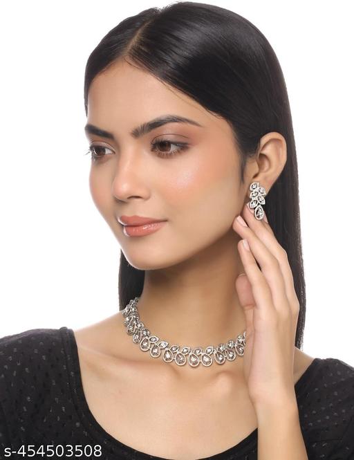 Rhodium Plated Jewellery Set with White Austrian Diamond  - Lumae